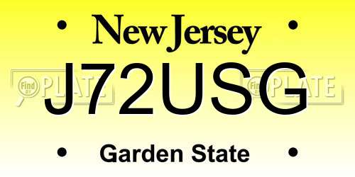 J72USG New Jersey License Plate