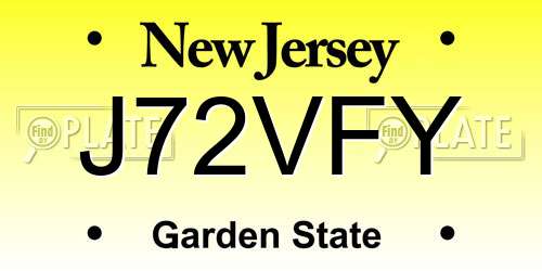 J72VFY New Jersey License Plate