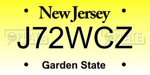 J72WCZ New Jersey License Plate