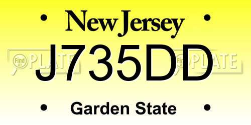 J735DD New Jersey License Plate