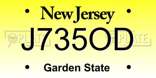 J735OD New Jersey License Plate