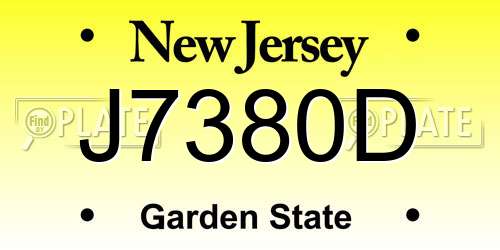 J7380D New Jersey License Plate