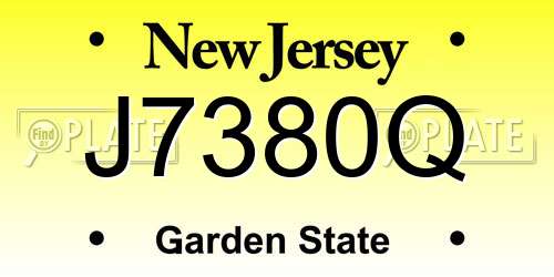 J7380Q New Jersey License Plate