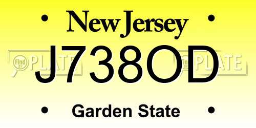 J738OD New Jersey License Plate