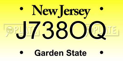 J738OQ New Jersey License Plate