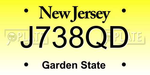 J738QD New Jersey License Plate