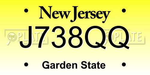 J738QQ New Jersey License Plate