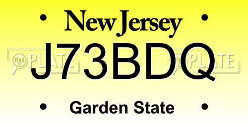 J73BDQ New Jersey License Plate