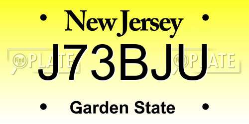 J73BJU New Jersey License Plate