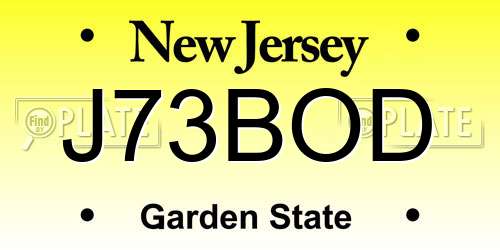 J73BOD New Jersey License Plate