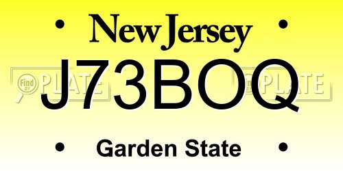 J73BOQ New Jersey License Plate