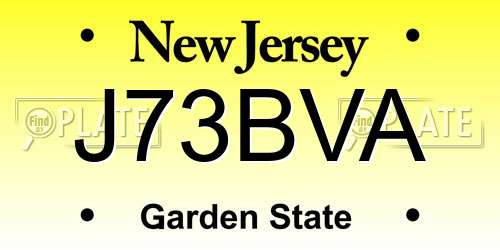 J73BVA New Jersey License Plate