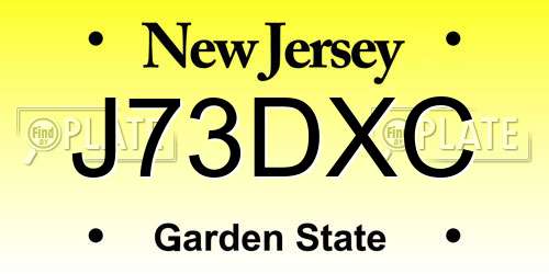 J73DXC New Jersey License Plate