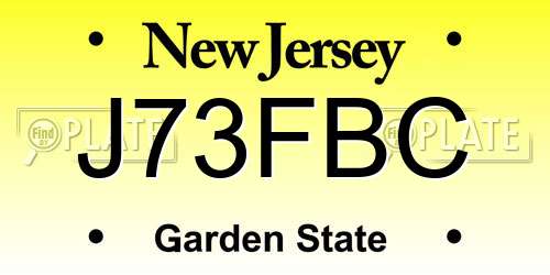 J73FBC New Jersey License Plate