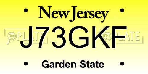 J73GKF New Jersey License Plate