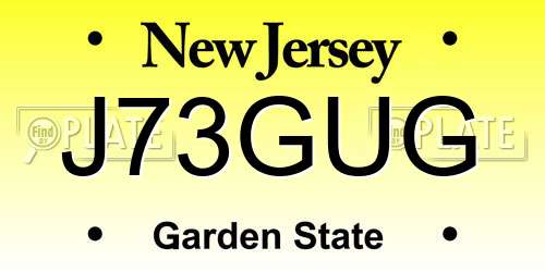 J73GUG New Jersey License Plate
