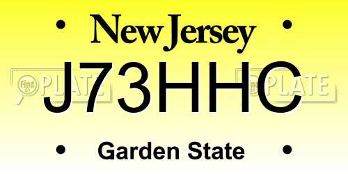 J73HHC New Jersey License Plate