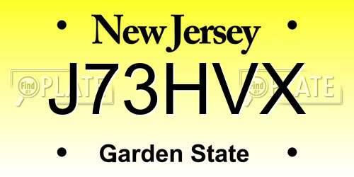 J73HVX New Jersey License Plate