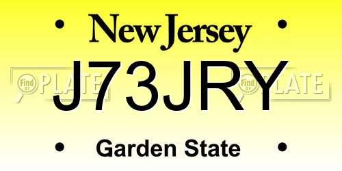J73JRY New Jersey License Plate