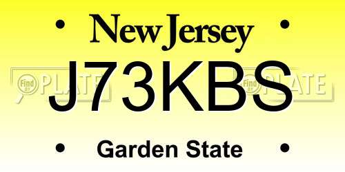 J73KBS New Jersey License Plate