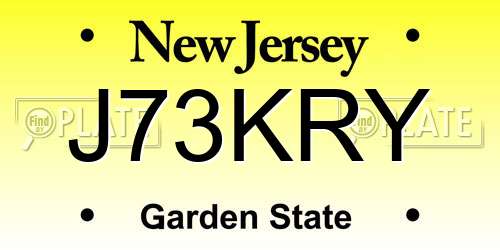 J73KRY New Jersey License Plate