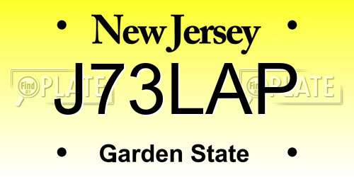 J73LAP New Jersey License Plate