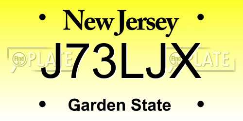 J73LJX New Jersey License Plate