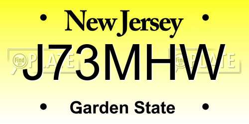 J73MHW New Jersey License Plate