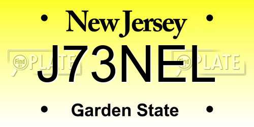 J73NEL New Jersey License Plate