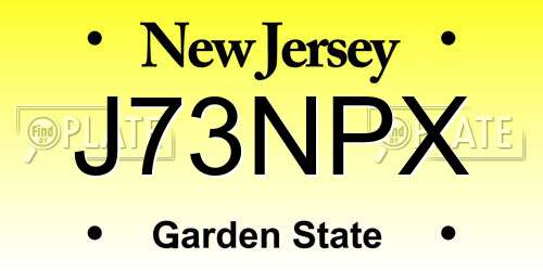 J73NPX New Jersey License Plate