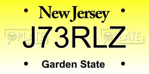 J73RLZ New Jersey License Plate