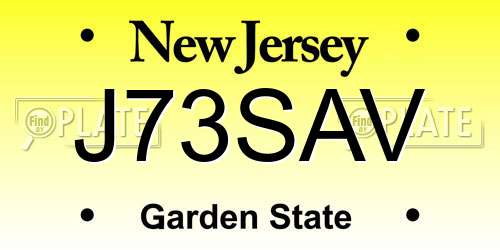 J73SAV New Jersey License Plate