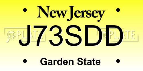 J73SDD New Jersey License Plate