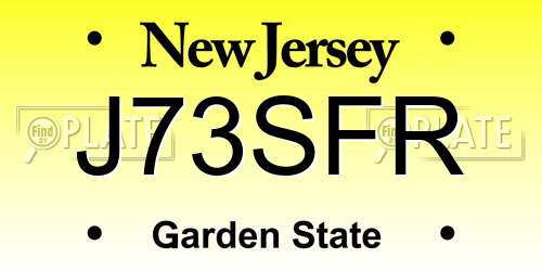 J73SFR New Jersey License Plate