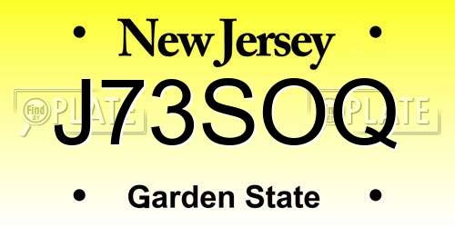 J73SOQ New Jersey License Plate