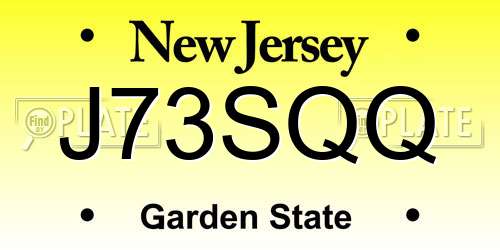J73SQQ New Jersey License Plate