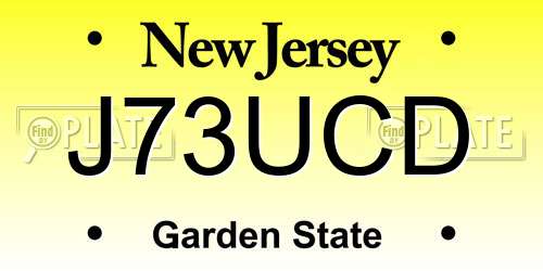 J73UCD New Jersey License Plate