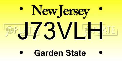 J73VLH New Jersey License Plate