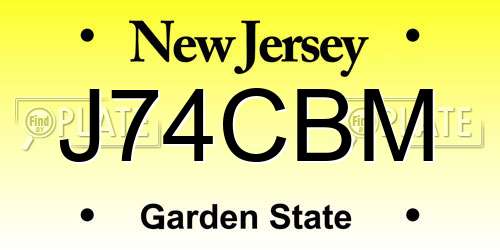 J74CBM New Jersey License Plate