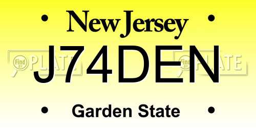 J74DEN New Jersey License Plate