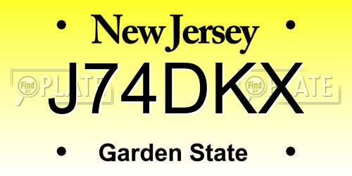J74DKX New Jersey License Plate