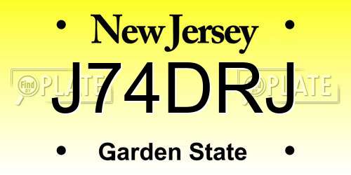 J74DRJ New Jersey License Plate