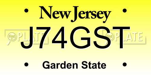 J74GST New Jersey License Plate
