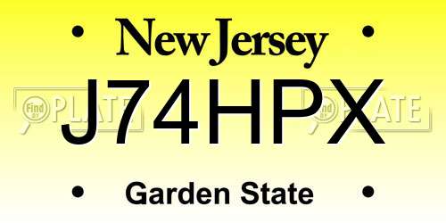 J74HPX New Jersey License Plate