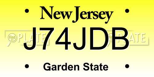 J74JDB New Jersey License Plate