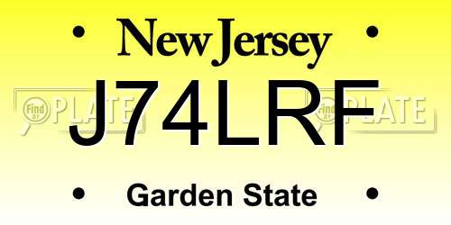 J74LRF New Jersey License Plate