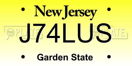 J74LUS New Jersey License Plate