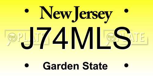 J74MLS New Jersey License Plate