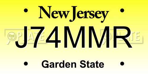 J74MMR New Jersey License Plate