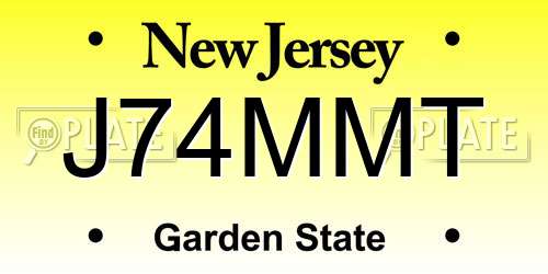 J74MMT New Jersey License Plate